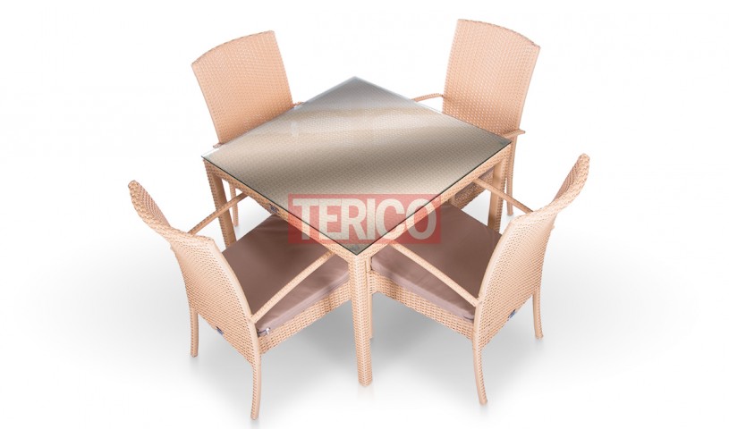 Комплект мебели из искусственного ротанга №1 "Кипр-Маверик макси" стол, 4 стула